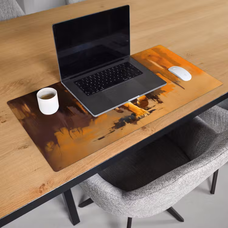 Bureau onderlegger - Tijger - Geschilderd - Oranje - Penseelstreken — 2