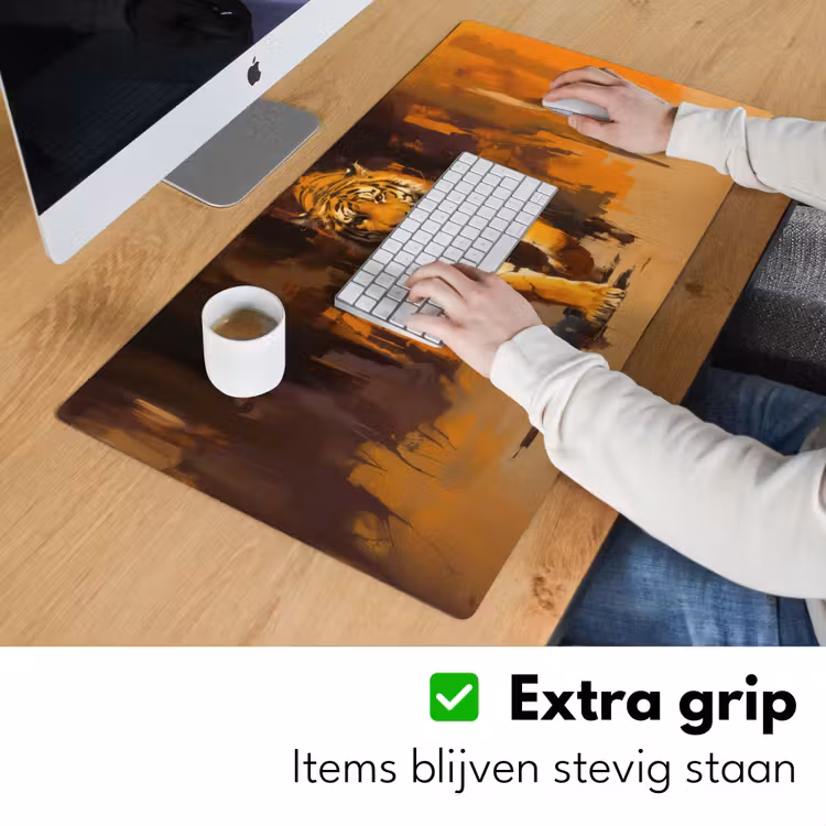Bureau onderlegger - Tijger - Geschilderd - Oranje - Penseelstreken — 5