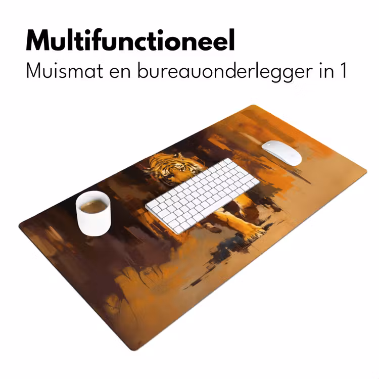 Bureau onderlegger - Tijger - Geschilderd - Oranje - Penseelstreken — 6