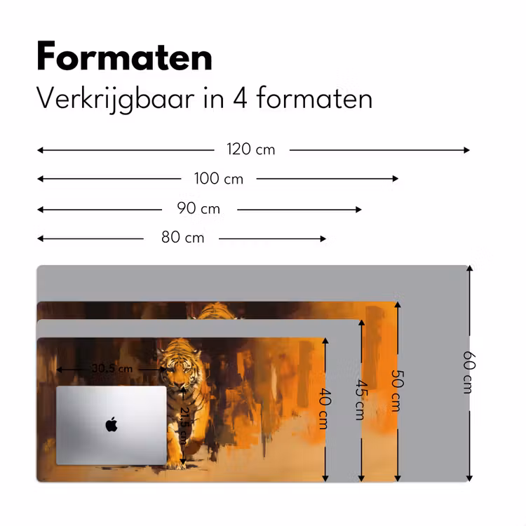 Bureau onderlegger - Tijger - Geschilderd - Oranje - Penseelstreken — 7