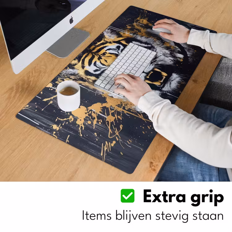 Bureau onderlegger - Tijger - Verfspatten - Goud — 5