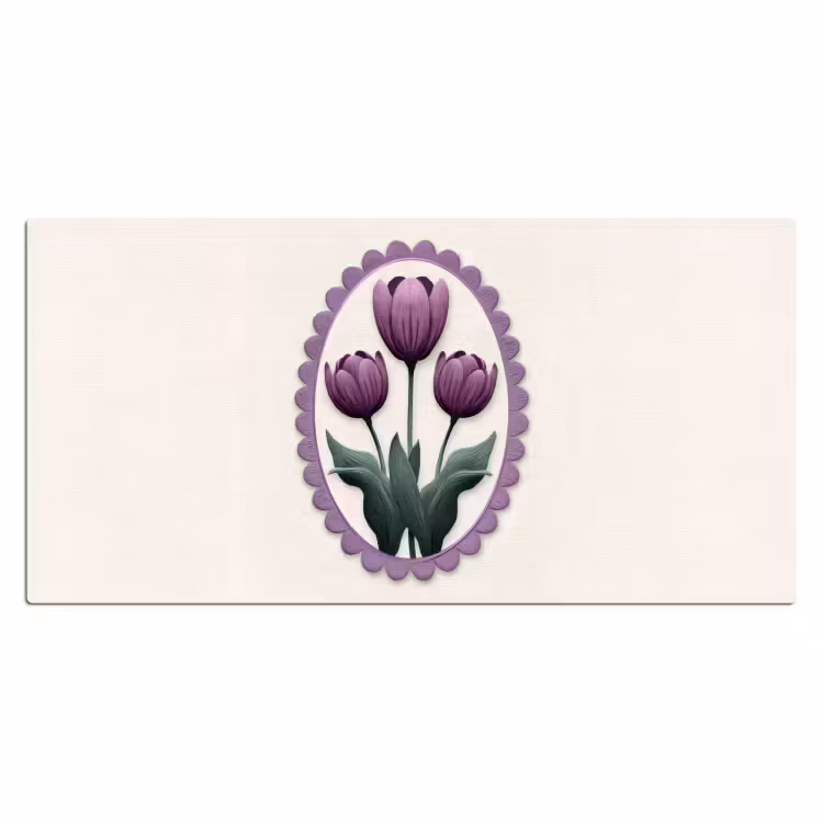Bureau onderlegger - Tulpen - Paars - Lijst - Bladeren — 1