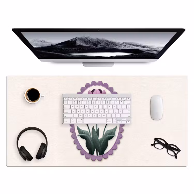 Bureau onderlegger - Tulpen - Paars - Lijst - Bladeren — 3