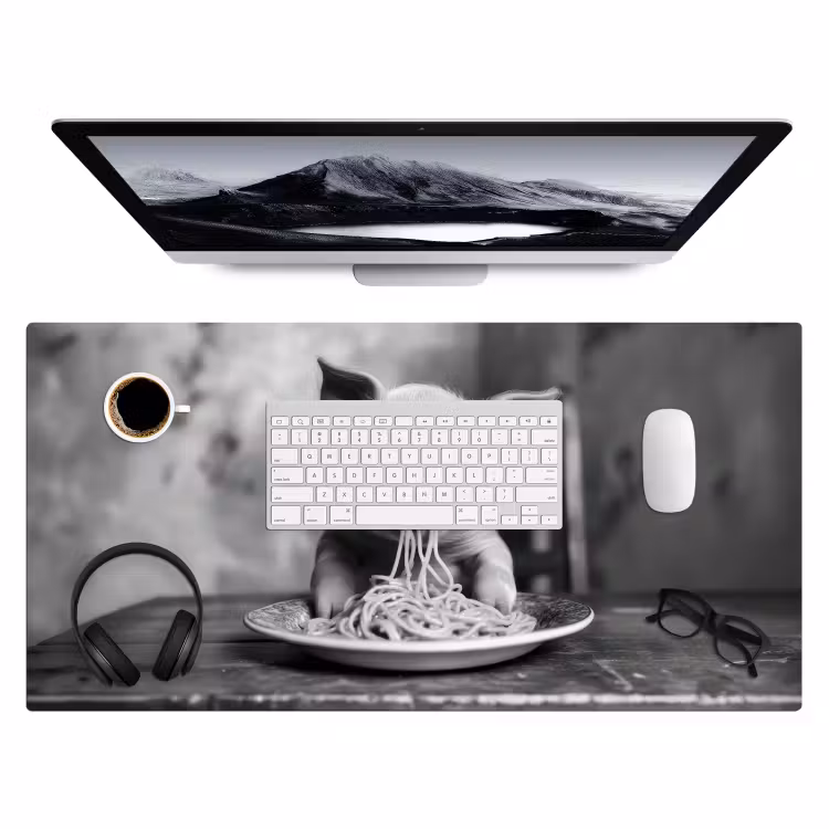 Bureau onderlegger - Varken - Schattig - Spaghetti - Zwart wit - Dier — 3