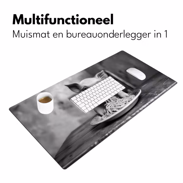 Bureau onderlegger - Varken - Schattig - Spaghetti - Zwart wit - Dier — 6