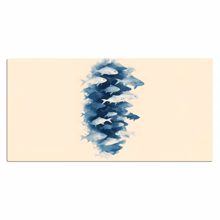 Bureau onderlegger - Vissen - Minimalistisch - Blauw — 1