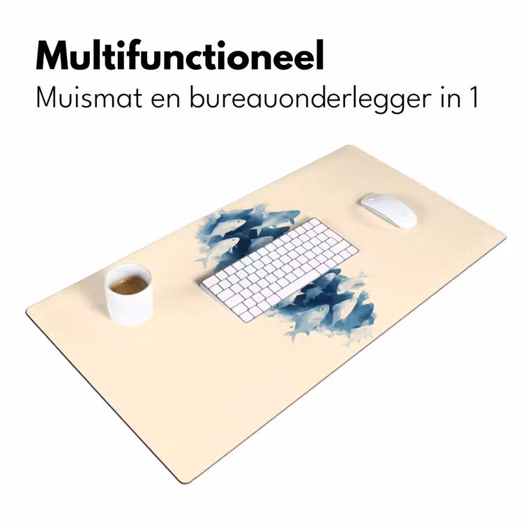 Bureau onderlegger - Vissen - Minimalistisch - Blauw — 6