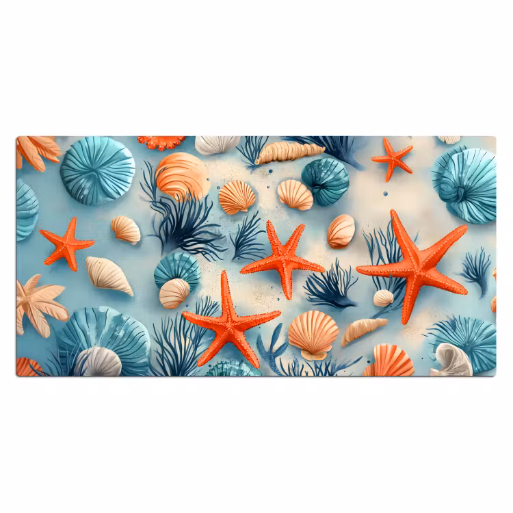 Bureau onderlegger - Zeesterren - Schelpen - Illustratie - Zand — 1