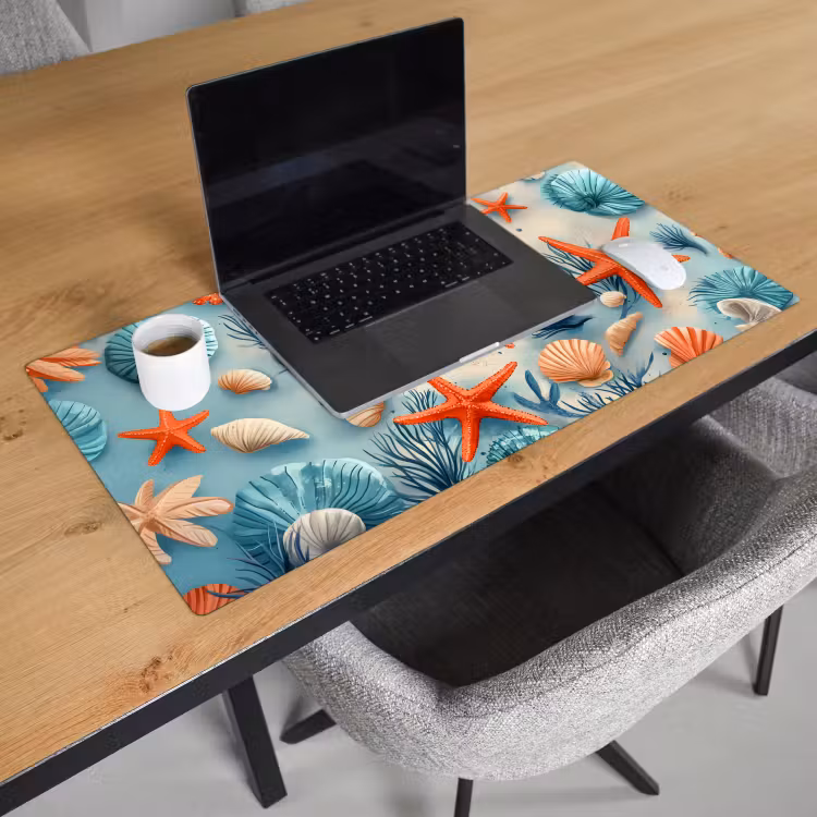 Bureau onderlegger - Zeesterren - Schelpen - Illustratie - Zand — 2