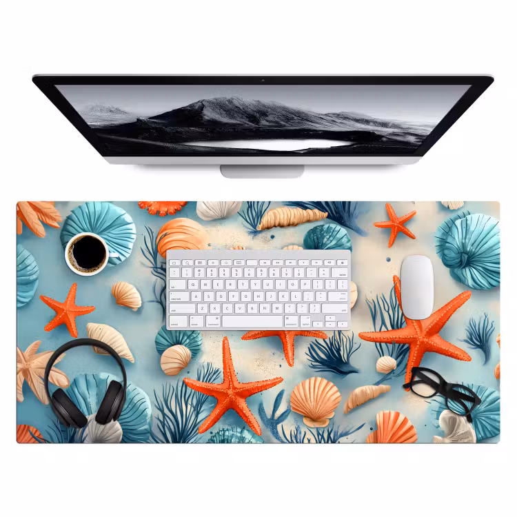 Bureau onderlegger - Zeesterren - Schelpen - Illustratie - Zand — 3