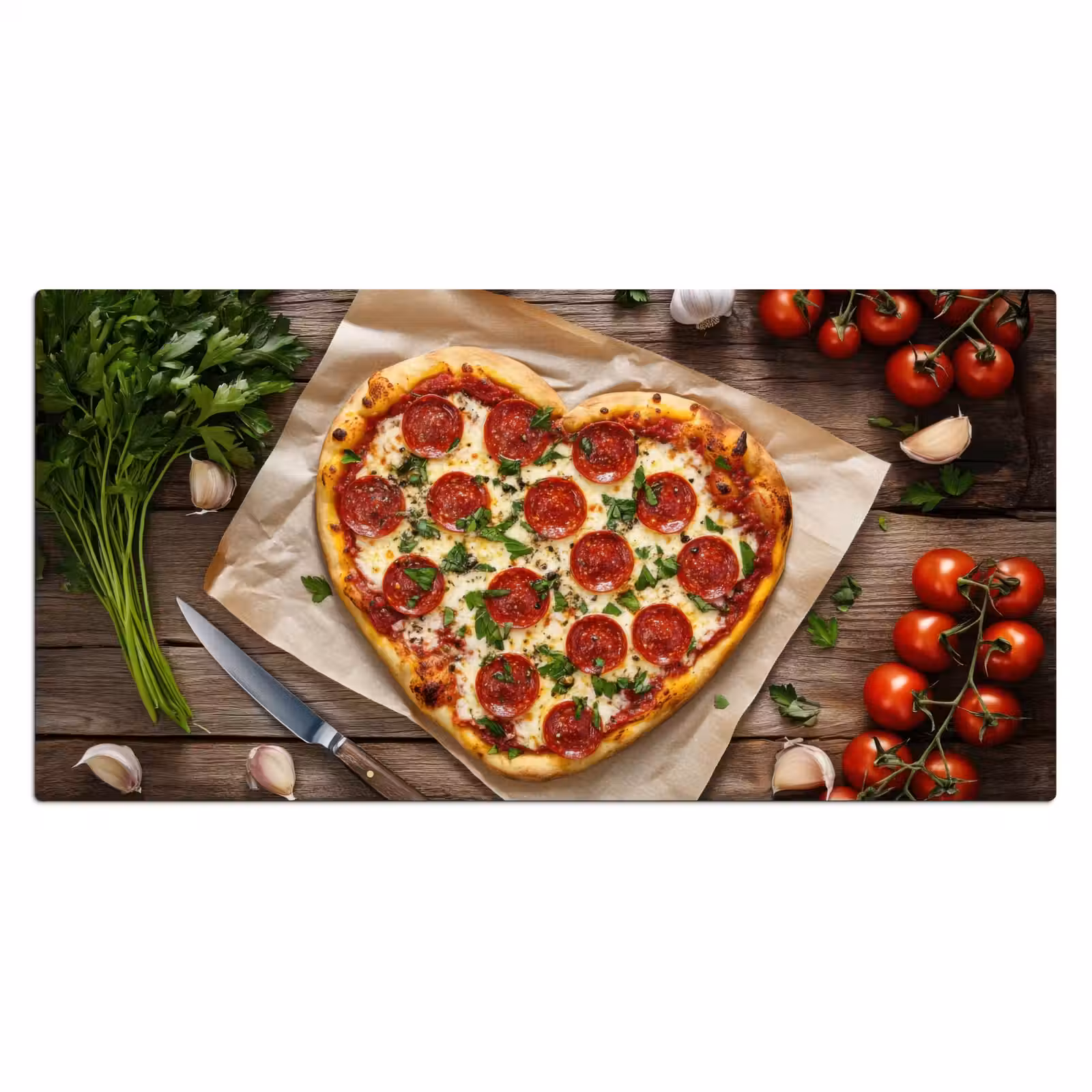 Bureau onderlegger - Pizza - Hart - Pepperoni - Tomaat — 1