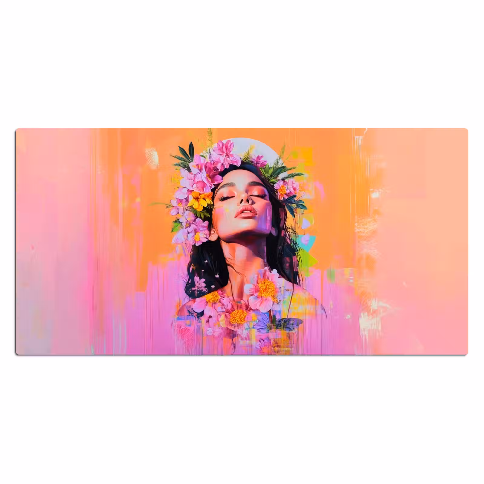 Bureau onderlegger - Portret - Bloemenkroon - Vrouw — 1