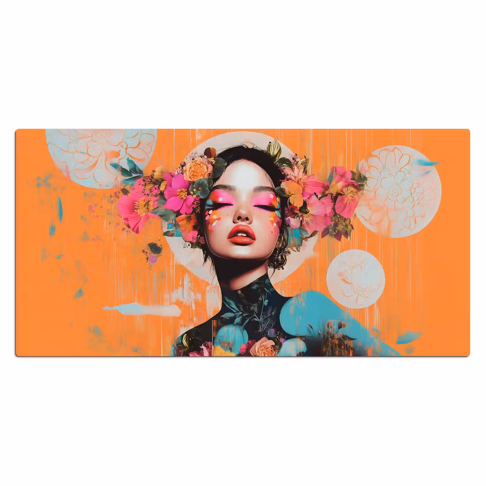 Bureau onderlegger - Portret - Vrouw - Abstract - Bloemen — 1