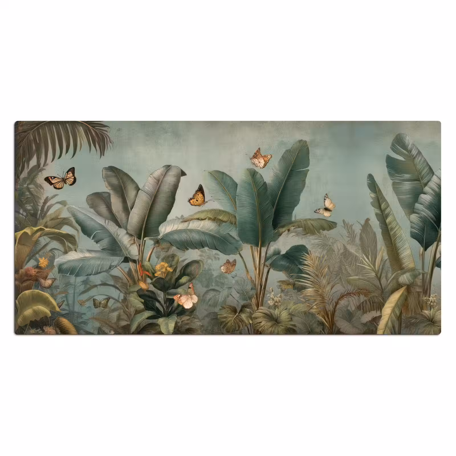 Bureau onderlegger - Tropisch bladerdek - Vlinders - groen - Bruin — 1