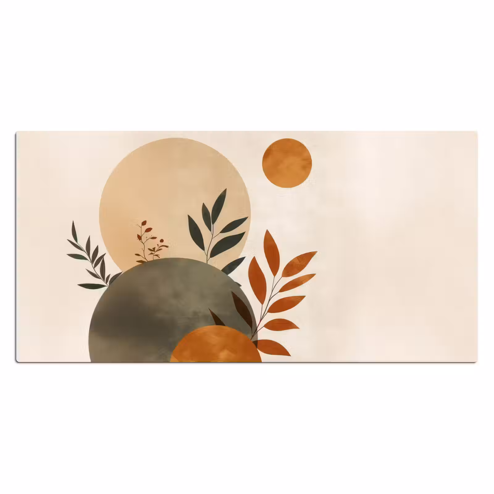 Bureau onderlegger - Vormen - Rond - Bladeren - Beige — 1
