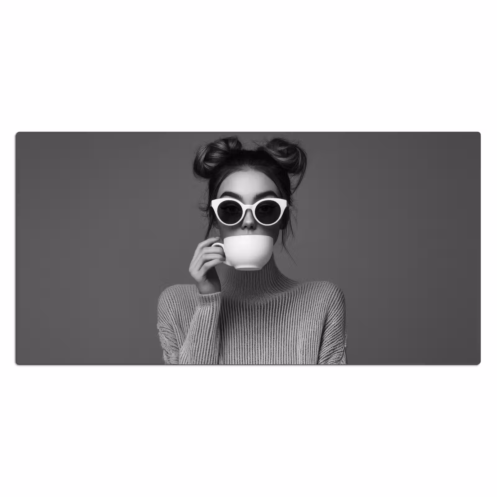 Bureau onderlegger - Vrouw - Koffie - Zwart - Wit — 1