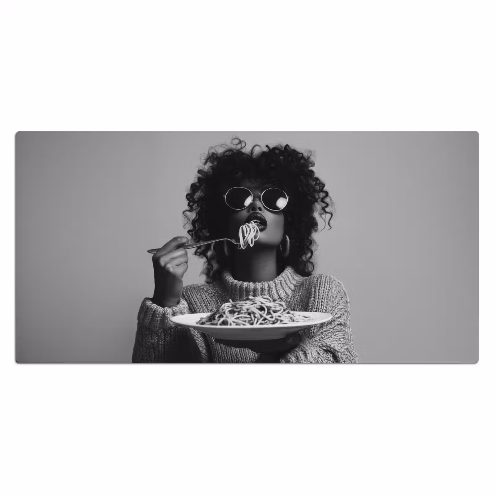 Bureau onderlegger - Vrouw - Pasta - Zwart - Wit — 1