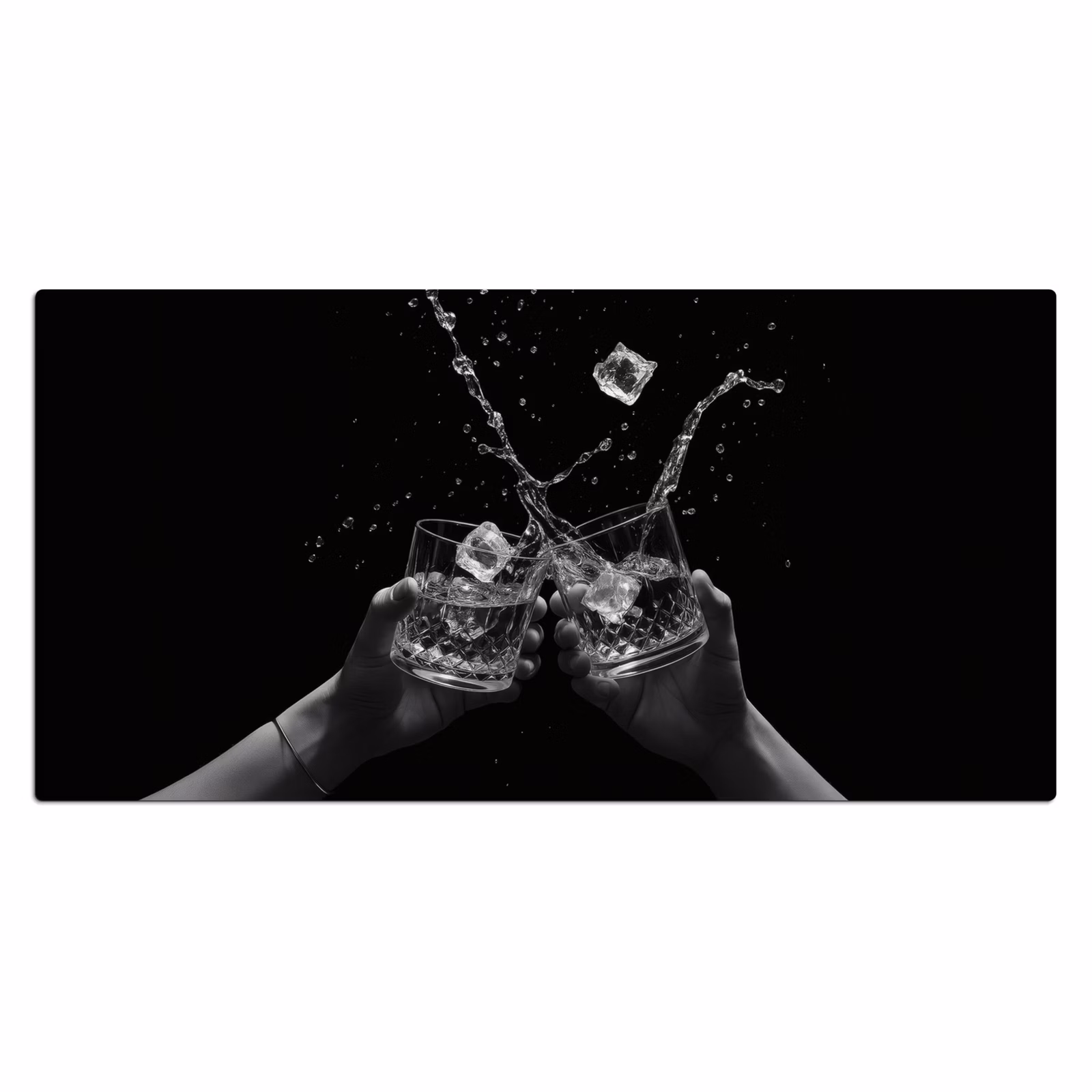 Bureau onderlegger - Whiskyglazen - Ijs - Spetters - Zwart — 1