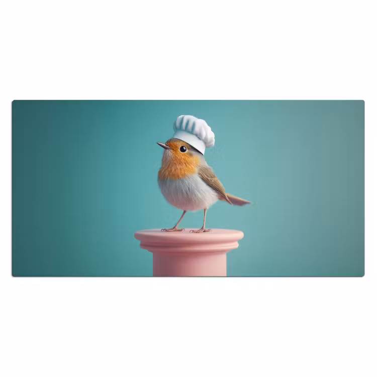 Bureau onderlegger - Roodborstje - Vogel - Koksmuts - Sokkel — 1