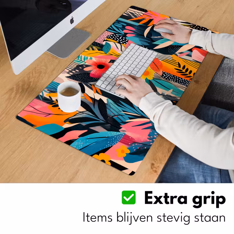 Bureau onderlegger - Schilderij - Abstract - Bloemen - Roze — 5