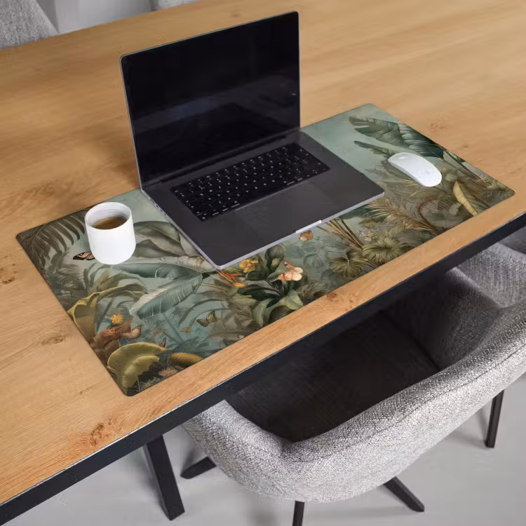 Bureau onderlegger - Tropisch bladerdek - Vlinders - groen - Bruin — 2