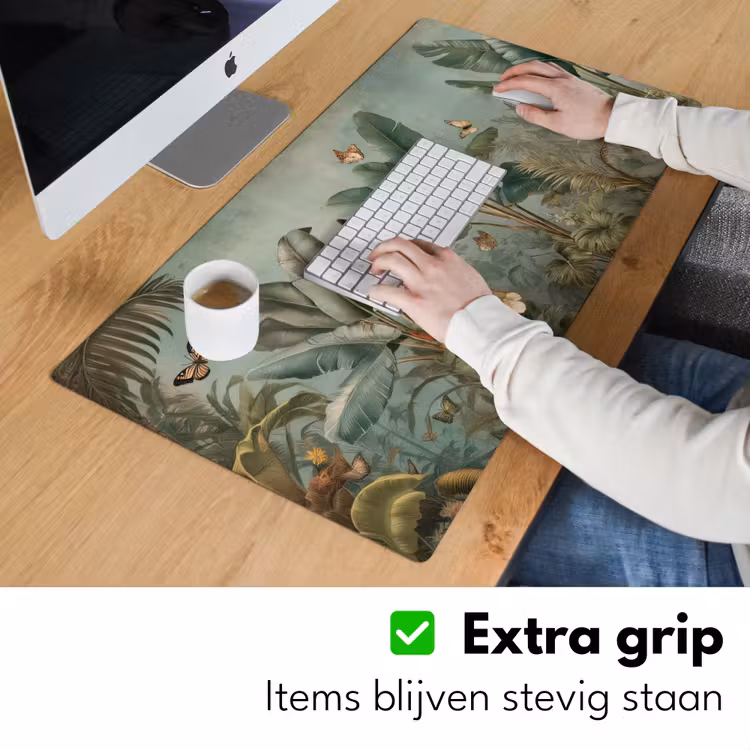 Bureau onderlegger - Tropisch bladerdek - Vlinders - groen - Bruin — 5