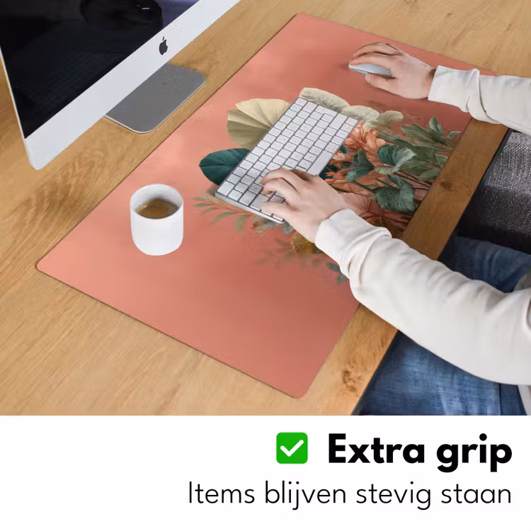 Bureau onderlegger - Tropische bladeren - Bloemen - Roze - groen — 5