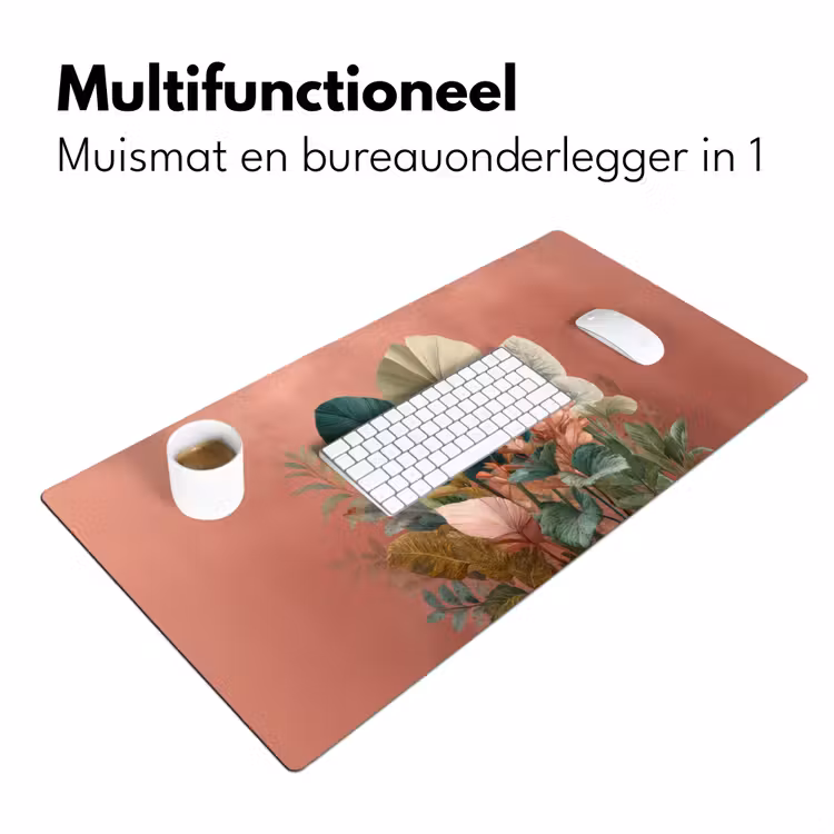 Bureau onderlegger - Tropische bladeren - Bloemen - Roze - groen — 6