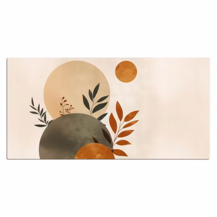 Bureau onderlegger - Vormen - Rond - Bladeren - Beige — 1