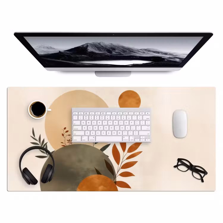 Bureau onderlegger - Vormen - Rond - Bladeren - Beige — 3