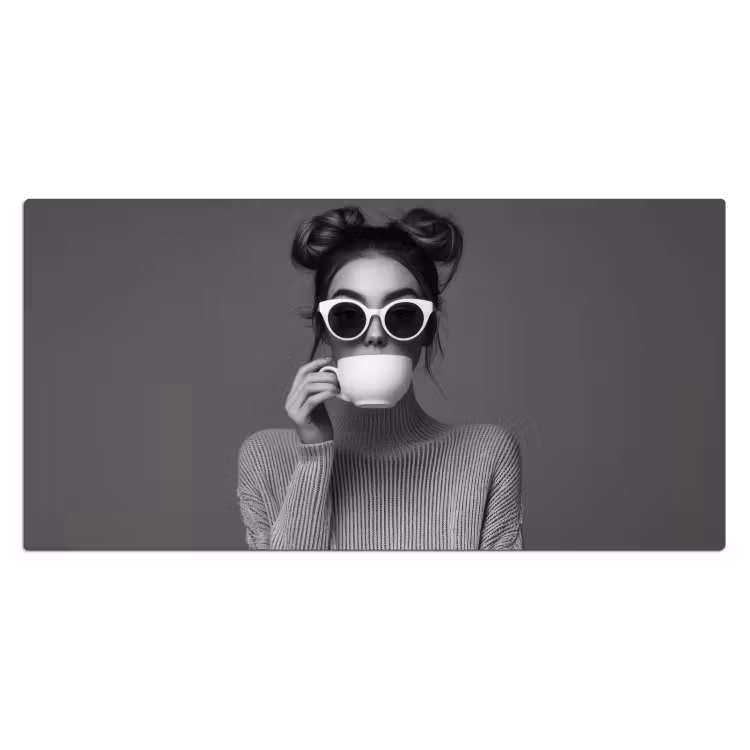 Bureau onderlegger - Vrouw - Koffie - Zwart - Wit — 1