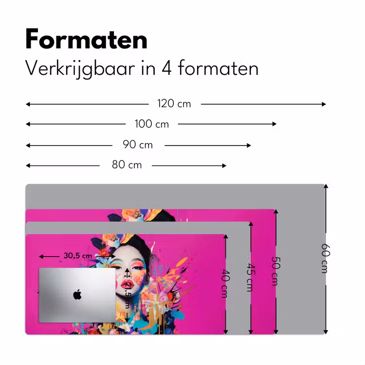 Bureau onderlegger - Vrouw - Portret - Abstract - Paars — 7