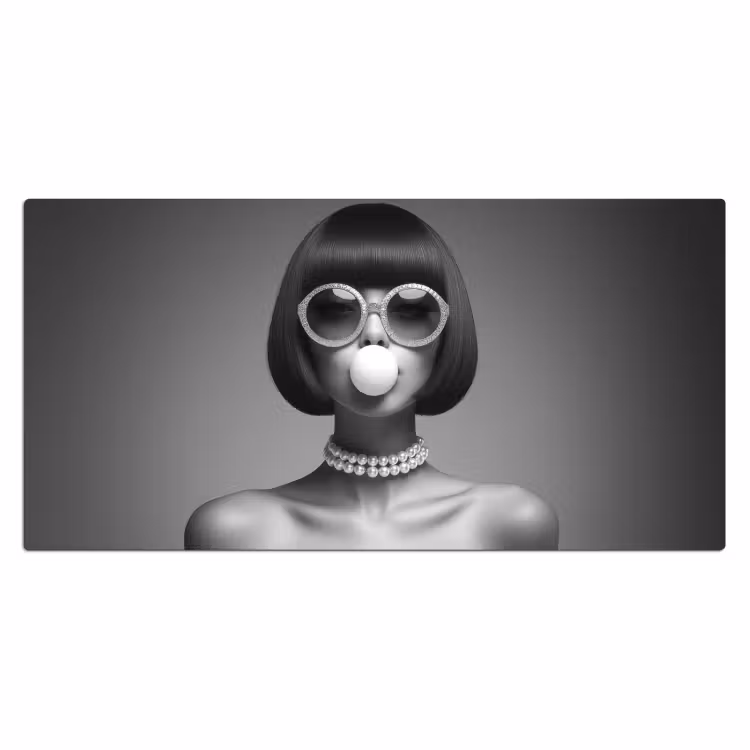 Bureau onderlegger - Vrouw - Zwart Wit - Ketting - Zonnebril — 1