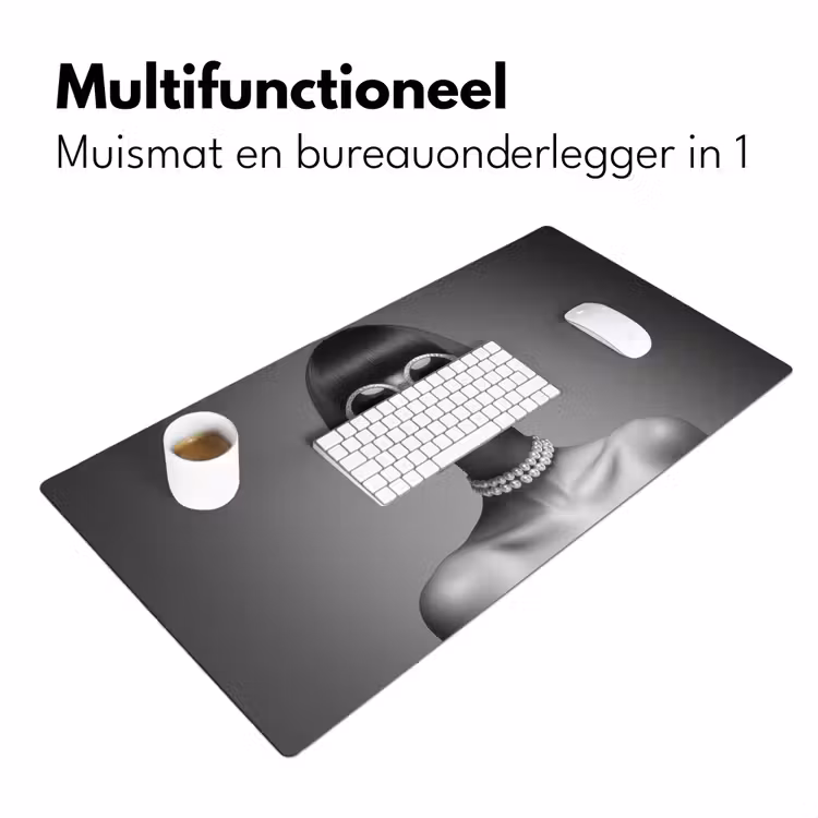 Bureau onderlegger - Vrouw - Zwart Wit - Ketting - Zonnebril — 6