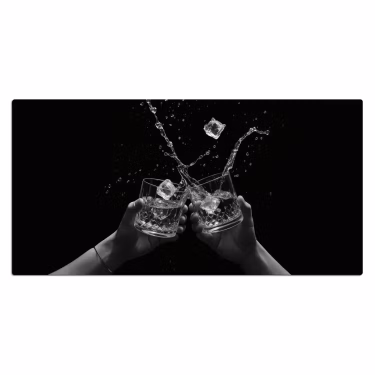 Bureau onderlegger - Whiskyglazen - Ijs - Spetters - Zwart — 1
