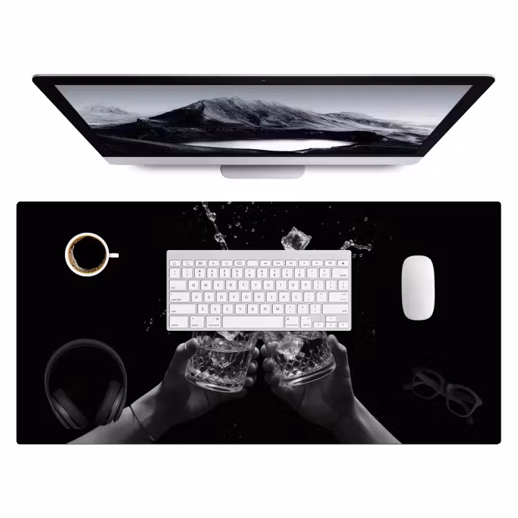 Bureau onderlegger - Whiskyglazen - Ijs - Spetters - Zwart — 3
