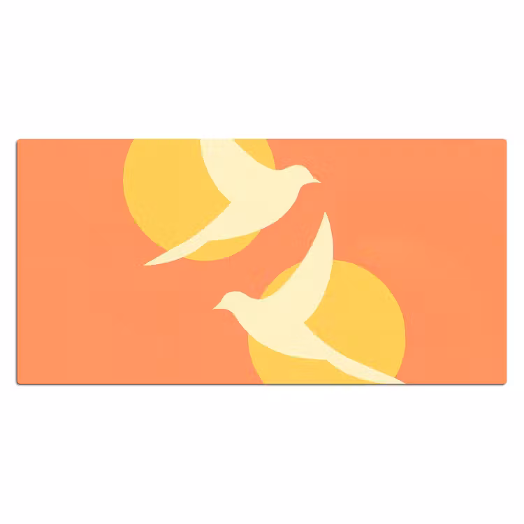 Bureau onderlegger - Vogels - Cirkels - Geel — 1