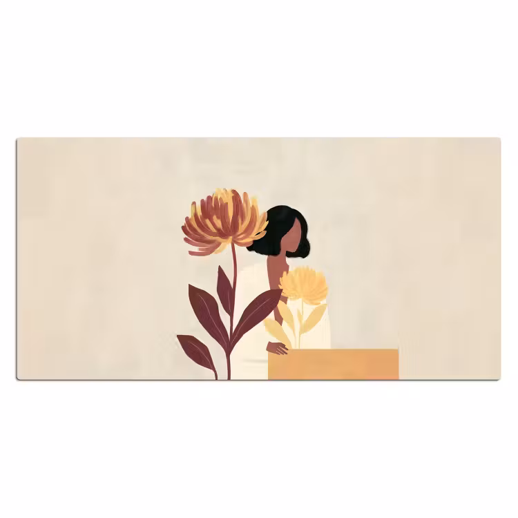 Bureau onderlegger - Vrouw - Minimalistisch - Bloem — 1