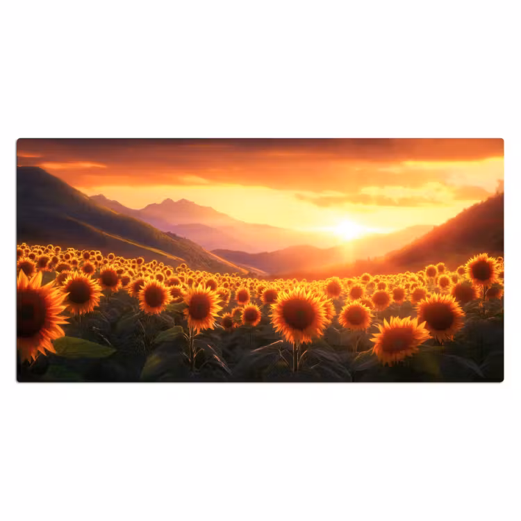Bureau onderlegger - Zonnebloemen - Zonsondergang - Landschap — 1