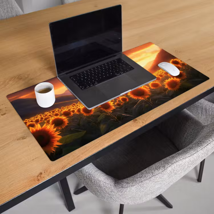 Bureau onderlegger - Zonnebloemen - Zonsondergang - Landschap — 2