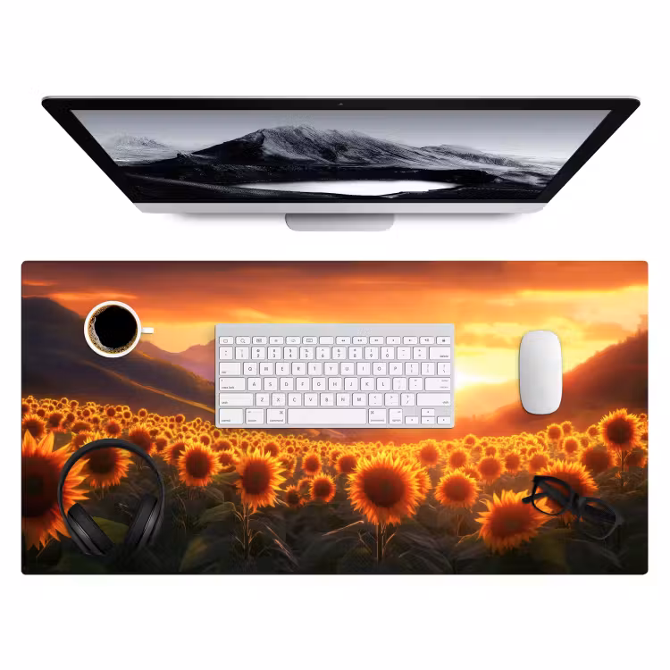 Bureau onderlegger - Zonnebloemen - Zonsondergang - Landschap — 3