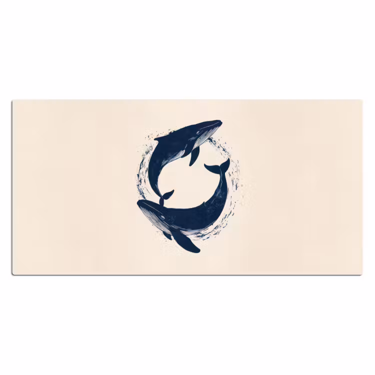 Bureau onderlegger - Walvissen - Spetters - Cirkel - Donkerblauw — 1