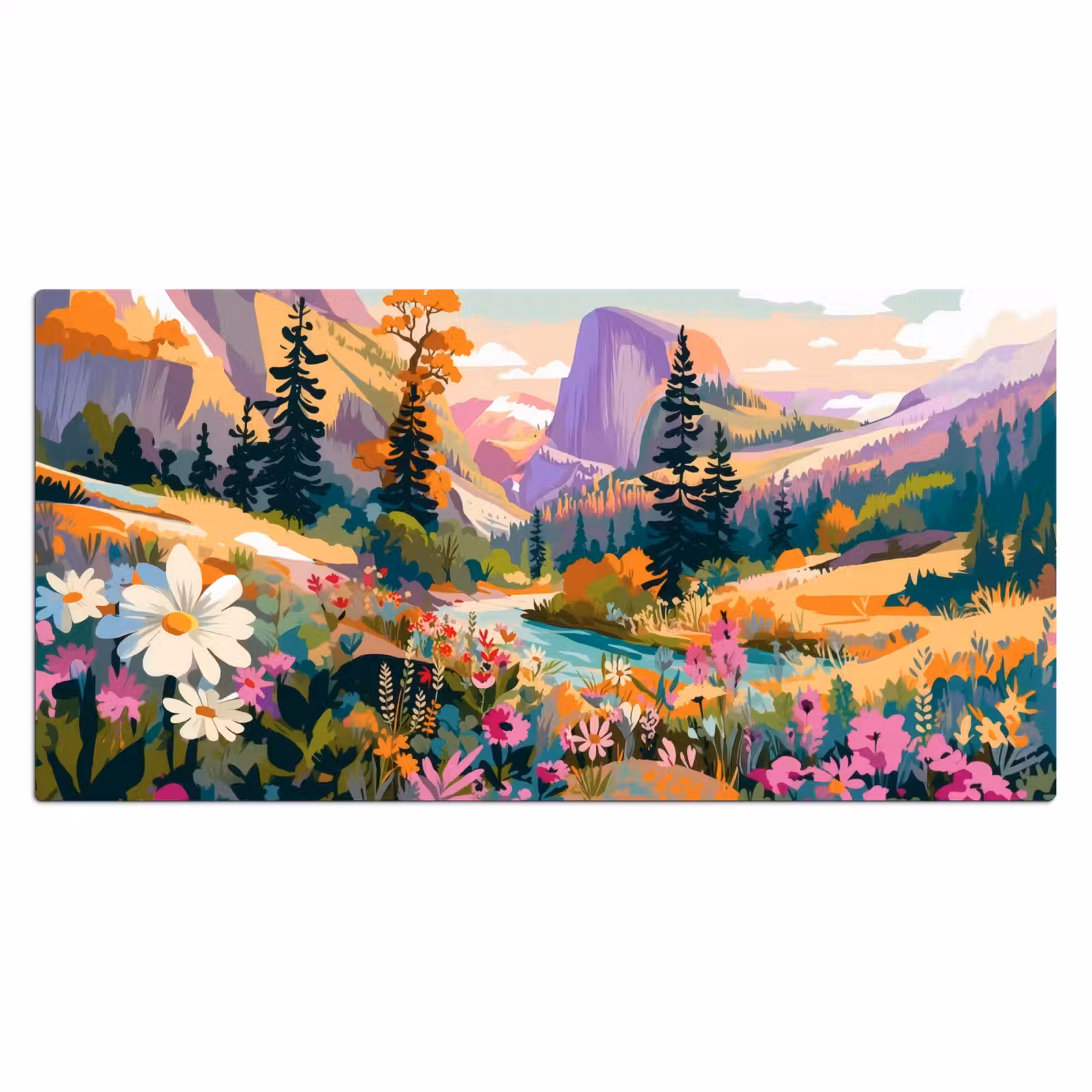 Bureau onderlegger - Rivier - Vallei vol bloemen - Levendig — 1