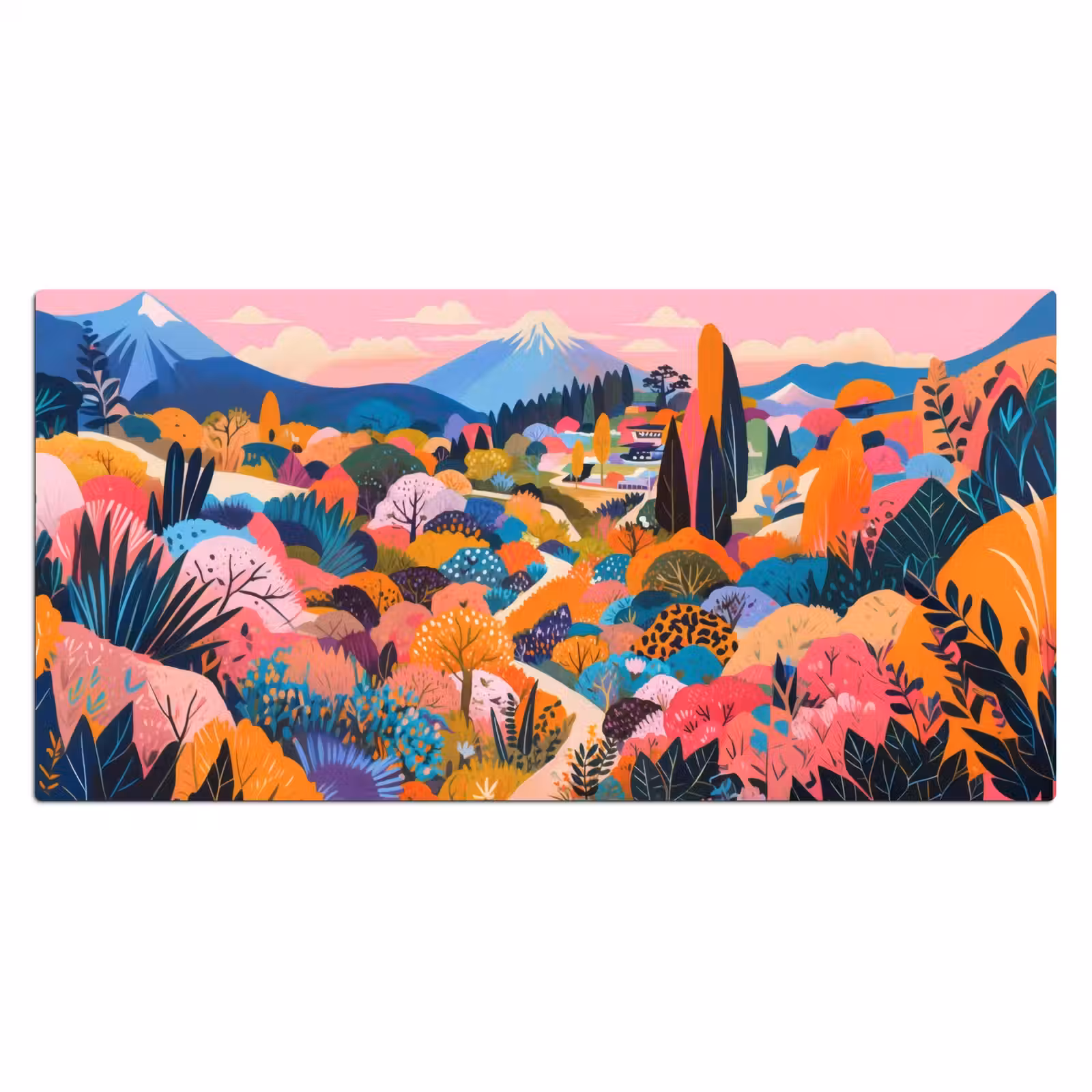 Bureau onderlegger - Witte bergtop - Modern - Kleurrijk — 1