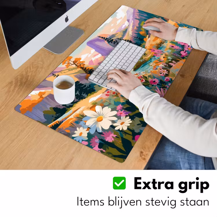 Bureau onderlegger - Rivier - Vallei vol bloemen - Levendig — 5