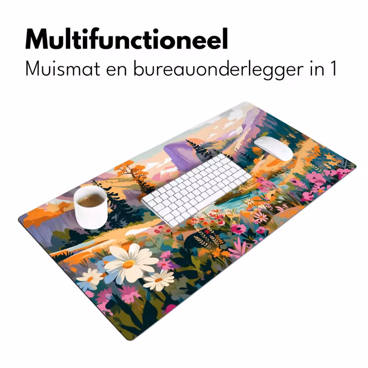 Bureau onderlegger - Rivier - Vallei vol bloemen - Levendig — 6