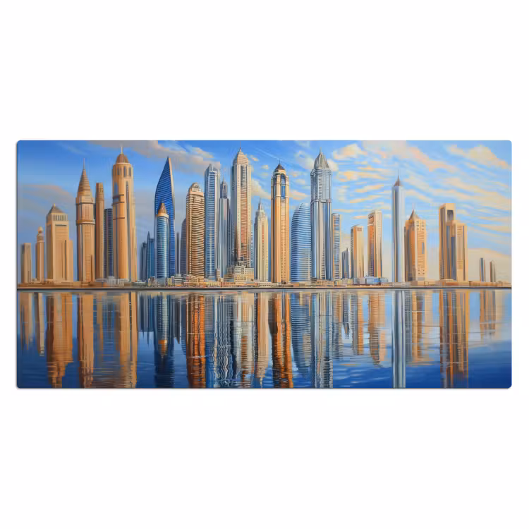 Bureau onderlegger - Skyline - Wolkenkrabbers - Water - Blauw — 1