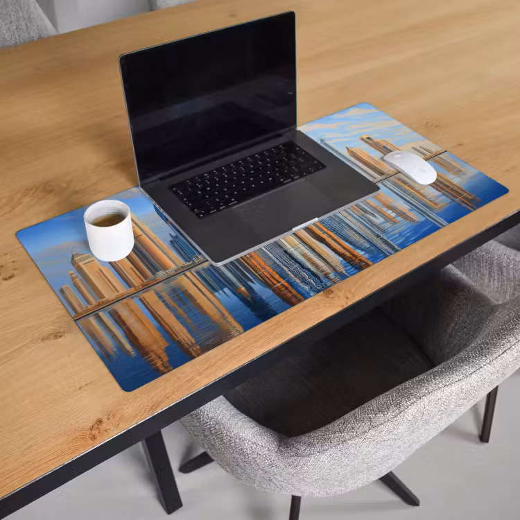 Bureau onderlegger - Skyline - Wolkenkrabbers - Water - Blauw — 2