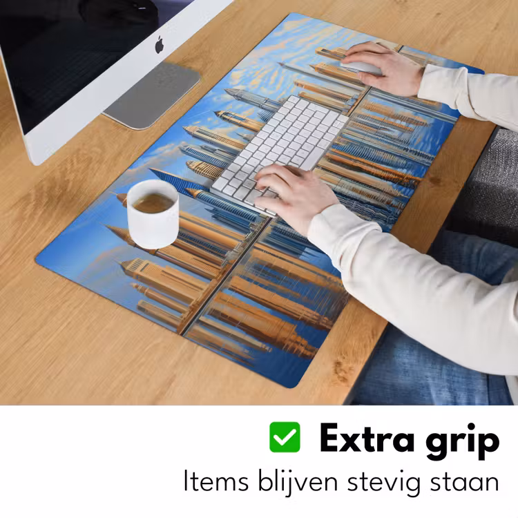 Bureau onderlegger - Skyline - Wolkenkrabbers - Water - Blauw — 5
