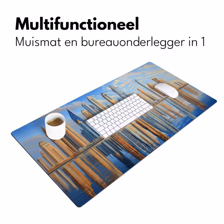 Bureau onderlegger - Skyline - Wolkenkrabbers - Water - Blauw — 6